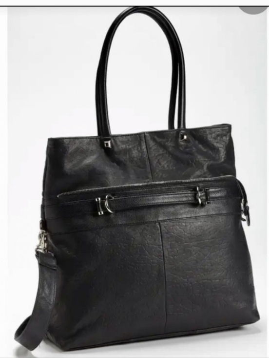 Halogen black leather handbag